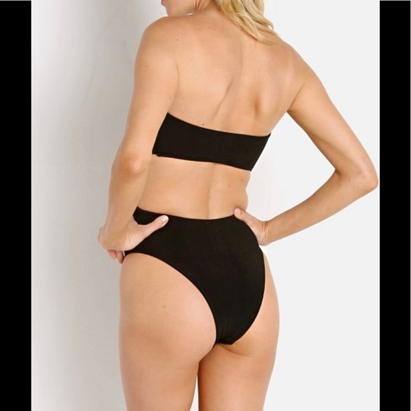 BOND-EYE 'THE MOGUL' BANDEAU SIDE CUT OUT ONE PIECE BLACK (O/S) (B63) - Picture 2 of 10